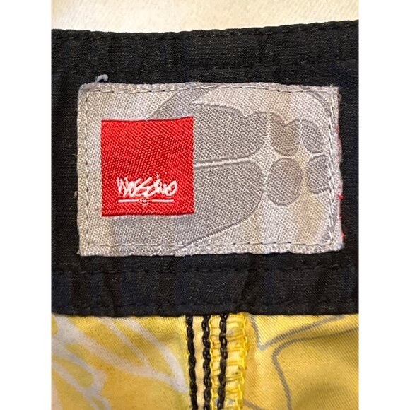 Mossimo Yellow Floral Hawaiian Print Mens Swim Trunks Size 32 With Side Pocket & - Picture 7 of 9